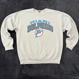 Miami Dolphins Logo Vintage Style Gildan Heavy Blend Cotton Crewneck Sweatshirt